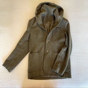 Urban Outfitters Hooded Grey Wool Dress Coat